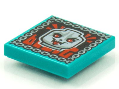 LEGO part Piastrella 2 x 2 with BeatBit Album Cover - Skull with Red Eyes and Tongue Pattern (3068pb1548)