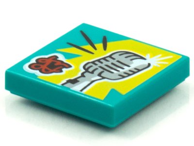 LEGO part Piastrella 2 x 2 with BeatBit Album Cover - Vintage Microphone Pattern (3068pb1562)