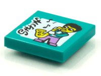 LEGO part Tile 2 x 2 with BeatBit Album Cover - Saxophone Player Pattern 3068pb1596