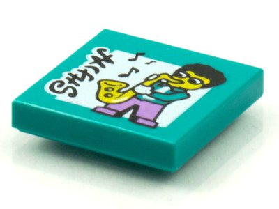 LEGO part Tile 2 x 2 with BeatBit Album Cover - Saxophone Player Pattern (3068pb1596)