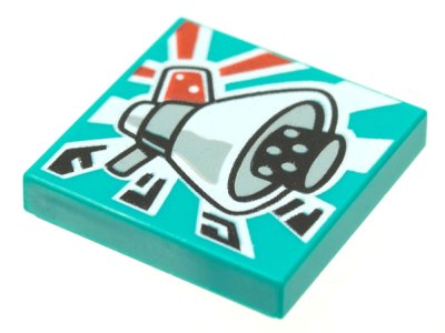 LEGO part Fliese 2 x 2 mit BeatBit Album Cover - Megafon Lautsprecher Weltraumpistole Muster (3068pb1642)