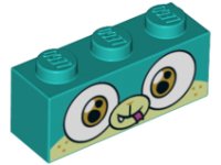 LEGO part Steen 1 x 3 met hondengelaat wijd ogen glimlachend, lichtgroene snuit en snuit, gesloten mond en tongpatroon (alien Puppycorn) 3622pb075
