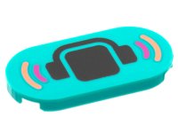 LEGO part Tile, Round 2 x 4 Oval with Black Head and Headphones, Magenta and Coral Soundwaves Pattern 66857pb006