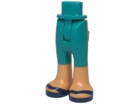 LEGO part Mini Doll Hips and Trousers with Back Pockets with Molded Nougat Lower Legs / Boots and Printed Dark Blue Sandals Pattern - Thin Hinge 67072c00pb013