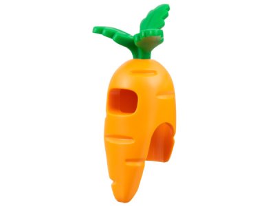 LEGO part Minifigure, Headgear Head Cover, Costume Carrot with Molded Green Leaves Pattern (100903pb01)