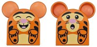 LEGO part Duplo, Stein 2 x 2 x 2 Gebogener Oben mit Abgerundeten Ohren mit Händen und Pfoten, Schwarze Tigerstreifen, Hell Rosa Nase, Hell Hellgelbes Schnauze, Offener Mund Lächeln mit Geschlossenen Augen / Überraschter Muster (Tigger) 15272pb06