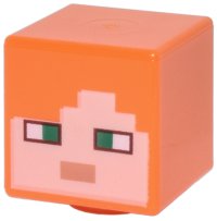 LEGO part Minifigure, Tête, Cube Modifié avec Visage Pixelisé Nougat Clair, Yeux Verts, et Motif Bouche Nougat (Minecraft Alex) 19729pb009