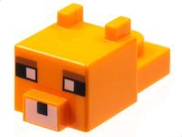 LEGO part Creature Head Pixelated with Ears, Nose, and Face with White Eyes, Reddish Brown Eyebrows, and White Nose Pattern (Minecraft Fox) 24008pb03