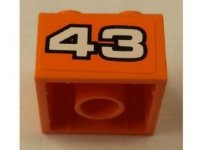 LEGO part Stein 2 x 2 avec Motif '43' Blanc avec Contour Noir sur Fond Orange (Autocollant) - Set 8162 3003pb086