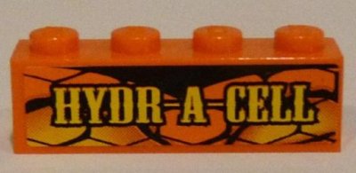 LEGO part Brique 1 x 4 with 'HYDR-A-CELL' on Snakeskin Background Pattern (Sticker) - Set 8158 (3010pb161)