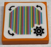 LEGO part Tile 2 x 2 with Super Mario Scanner Code Customization Time Block, Gear and Curved Arrows, Zigzag Corner Pattern (Sticker) - Set 71380 3068pb1533