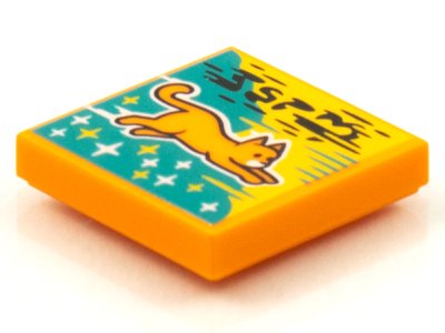 LEGO part Carreau 2 x 2 avec Pochette d'Album BeatBit - motif Chat Orange Volant (3068pb1573)