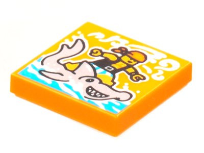 LEGO part Piastrella 2 x 2 con motivo BeatBit Album Cover - Pirate Surfing on Hammerhead Shark (3068pb1772)