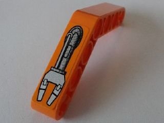 LEGO part Technic, Liftarm, Modified Bent Thick 1 x 7 (4 - 4) with Robot Arm 2 Fingers Pattern Model Left Side (Sticker) - Set 8307 (32348pb008L)