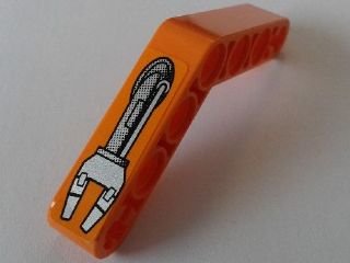 LEGO part Technic, Liftarm, Modified Bent Thick 1 x 7 (4 - 4) with Robot Arm 2 Fingers Pattern Model Right Side (Sticker) - Set 8307 (32348pb008R)