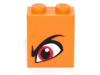 LEGO part Brick 1 x 2 x 2 with Inside Stud Holder with Angry Red Left Eye and Eyebrow Pattern (Queen Watevra Wa'Nabi) 3245cpb096