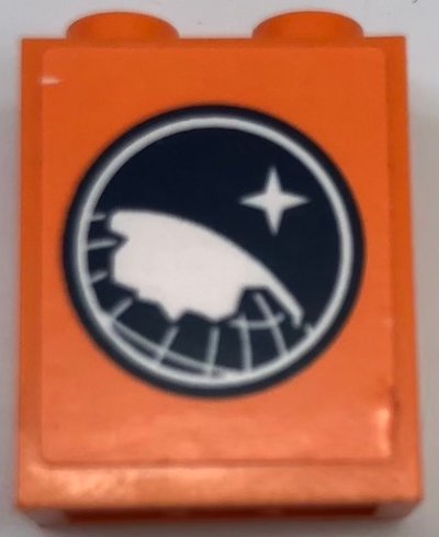LEGO part Stein 1 x 2 x 2 mit Inside Stud Holder mit Arctic Explorer Logo auf Orange Hintergrund Muster (Aufkleber) - Set 60062 (3245cpb191)