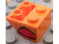 LEGO part Slope, Inverted 45 2 x 2 with Flat Bottom Pin with Red Flame Bubble Pattern Model Left Side (Sticker) - Set 8484 3660pb011L
