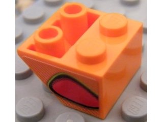 LEGO part Slope, Inverted 45 2 x 2 with Flat Bottom Pin with Red Flame Bubble Pattern Model Left Side (Sticker) - Set 8484 (3660pb011L)