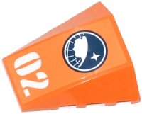 LEGO part Wedge 4 x 4 Triple Curved No Studs with Arctic Explorer Logo and White '02'  Pattern (Sticker) - Set 60034 47753pb054