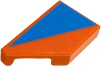 LEGO part Tile, Modified 1 x 2 Wedge Left with Dark Azure Triangle Pattern 5091pb021