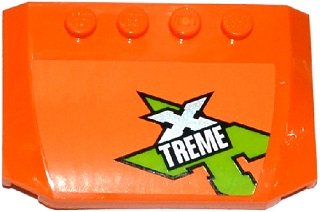 LEGO part Wedge 4 x 6 x 2/3 Triple Curved with Lime, Silver and White 'XTREME' Pattern (Sticker) - Set 60085 (52031pb091)