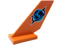LEGO part Tail Shuttle with Medium Azure and Dark Blue Globe with Black Spiked Ring (Jungle Explorer Logo) Pattern 6239pb115