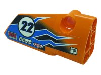LEGO part Technic, Panel Fairing # 4 Small Smooth Long, Side B with Number '22', Dark Azure Lightning, Logos 'OIL', 'AXLE BEAM', 'MOTO' and 'NORTHERN' Pattern (Sticker) - Set 42104 64391pb072