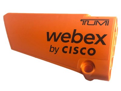 LEGO part Technic, Panel Fairing #17 Large Smooth, Side A with Black 'TUMI' and 'webex by CISCO' Pattern (Sticker) - Set 42141 (64392pb035)