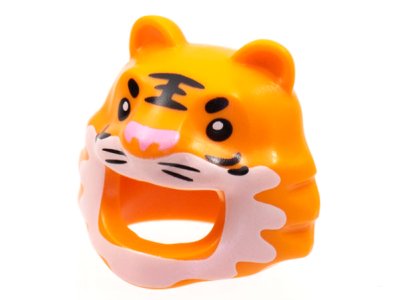 LEGO part Minifigure, Headgear Head Cover, Costume Tiger with Black Stripes, White Muzzle Pattern (80806pb01)