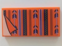 LEGO onderdeel Tile 2 x 4 with Blanket with Dark Purple and Lavender Stripes and Arrows, White Bedsheet Pattern (Sticker) - Set 41369 87079pb1001