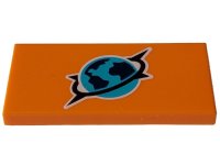 LEGO part Tile 2 x 4 with Medium Azure, Dark Blue and Black Arctic Explorer Logo Pattern 87079pb1292