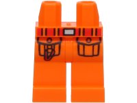 LEGO part Hips and Legs with Red Belt with Silver Buckle, Black Pockets Outlines with Carabiner Pattern (BAM) 970c00pb1849