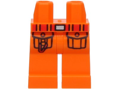 LEGO part Hips and Legs with Red Belt with Silver Buckle, Black Pockets Outlines with Carabiner Pattern (BAM) (970c00pb1849)