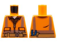 LEGO onderdeel Torso Safety Vest with Reflective Stripes, Reddish Brown Shirt, Medium Nougat Belt with Pouch and Pliers Pattern 973pb1905