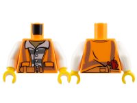 LEGO part Torso Town Prisoner Shirt with Prison Stripes and Orange Vest with Dynamite and Matches on Back Pattern / White Arms / Yellow Hands 973pb2605c01