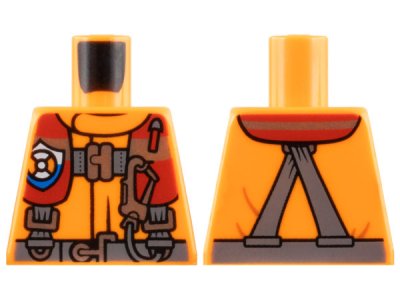 LEGO part Torso Coast Guard, Jacket with Harness, Belt, Carabiner and Coast Guard Logo Badge Pattern (973pb2856)