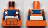 LEGO onderdeel Torso Construction with Reflective Stripe and Buckles, Front Pouch and Red Pen, Blue Shirt Pattern 973pb3393