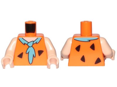 LEGO part Torso Tunic with Animal Print (Black Spots) and Medium Azure Tie Pattern (Fred Flintstone) / Light Nougat Arms / Light Nougat Hands (973pb3466c01)