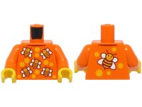 LEGO part Torso Shirt with Collar and Bright Light Orange and White Bees with Flowers Pattern (BAM) / Orange Arms / Yellow Hands 973pb6087c01