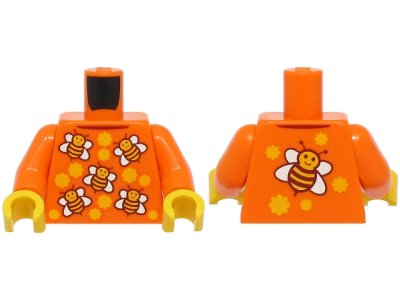 LEGO part Torso Shirt with Collar and Bright Light Orange and White Bees with Flowers Pattern (BAM) / Orange Arms / Yellow Hands (973pb6087c01)