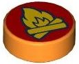 LEGO part Tile, Round 1 x 1 with Yellow Campfire on Red Background Pattern 98138pb413