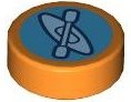 LEGO part Tile, Round 1 x 1 with Lavender Kayak and Oar / Paddle on Dark Azure Background Pattern (98138pb425)
