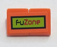 LEGO onderdeel Stickered Assembly 2 x 1 x 2/3 with Black and Red 'FuZone' on Lime Rectangle with Border Pattern (Sticker) - Set 8125 - 2 Slope 30 1 x 1 x 2/3 BA136pb05