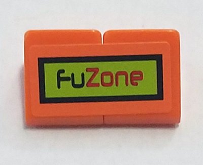 LEGO part Stickered Assembly 2 x 1 x 2/3 with Black and Red 'FuZone' on Lime Rectangle with Border Pattern (Sticker) - Set 8125 - 2 Slope 30 1 x 1 x 2/3 (BA136pb05)