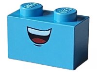 LEGO part Steen 1 x 2 con Sonrisa Boca Abierta con Dientes Superiores y Lengua Roja, Patrón de Hoyuelo en la Barbilla (Cars Guido) 3004pb102
