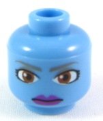 LEGO part Minifigure, Head Alien with Large Brown Eyes and Purple Lips Pattern (SW Aayla Secura) 3626pb0472