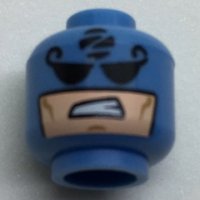 LEGO part Minifigure, Head Balaclava with Black Eyes, 'Z' in Black Circle, Light Nougat Face with Sneer Pattern 3626pb1727