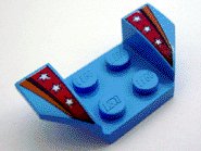 LEGO part Vehicle, Mudguard 2 x 4 with Flared Wings with Orange Stripes, Red Fade with Silver Stars Pattern 41854pb05