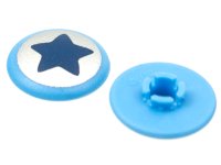 LEGO part Clikits, Icon Round 2 x 2 Large with Pin with Dark Blue Star on Silver Background Pattern 45471pb03